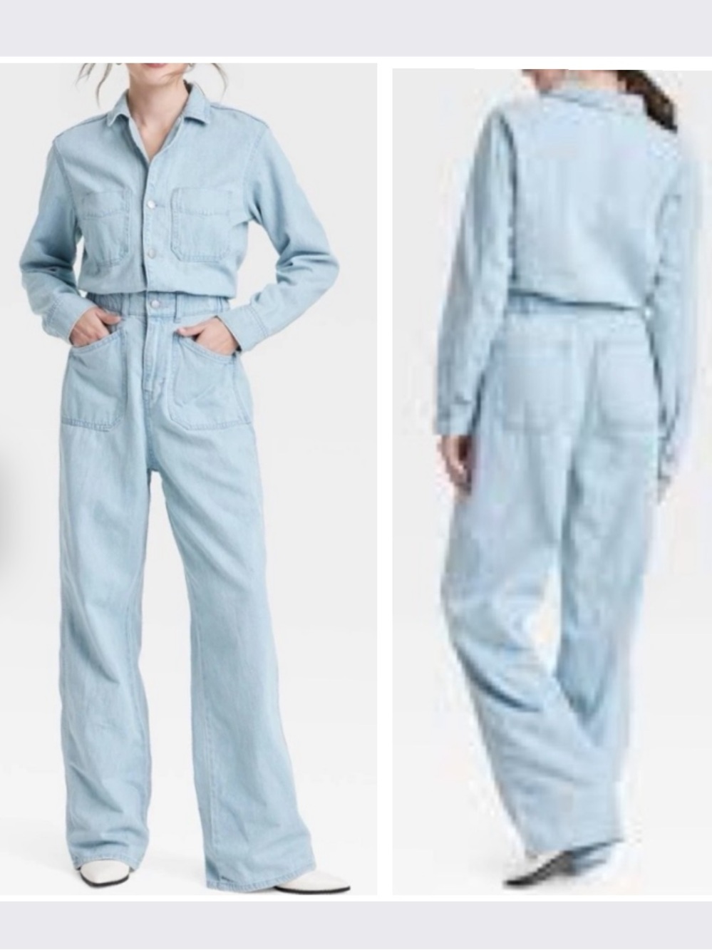 NEW Universal Thread Light Blue Denim Utility Jumpsuit coveralls pantsuits 10 14
